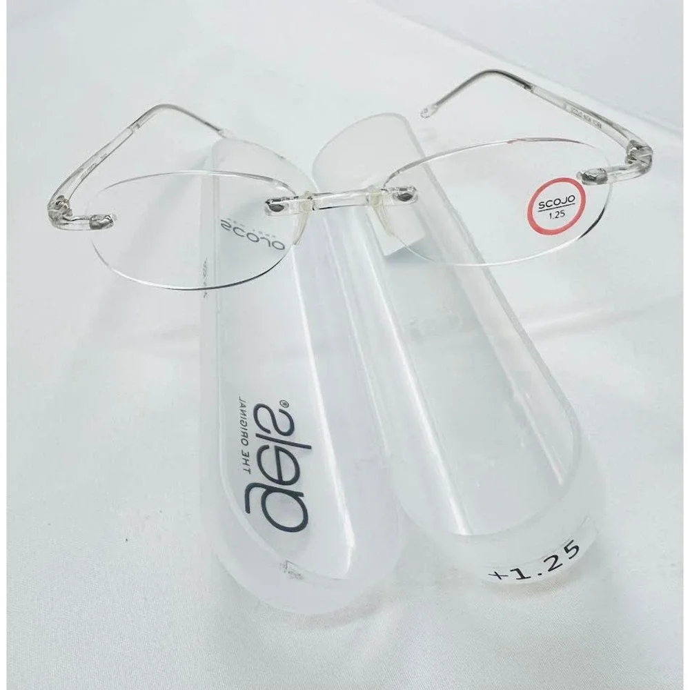 NEW! Scojo New York Gels Original Reading Glasses 1.25x Crystal Clear‎